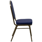 Flash Furniture – Chaise banquet empilable Hercules, dossier couronne, tissu bleu marine, motifs, base dorée, 4/pqt-Dossier et siège rembourrés