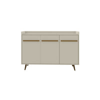 Manhattan Comfort - Buffet Bradley 53,54 po style Mid-Century Modern - Blanc Cassé-Buffet moderne du milieu du siècle pour salle à manger et salon