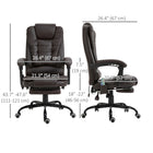 Vinsetto - Chaise de bureau de massage à vibrations 7 points avec roulettes pivotantes - brun-Repose‑pieds rétractable pour surélever les pieds en position allongée