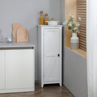 HOMCOM - Armoire de cuisine 48 po avec porte de grange - blanc-Deux étagères réglables à 3 niveaux offrent un rangement flexible 
