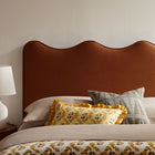 Modway - Athena Velours de performance résistant aux taches Tête de lit Queen size, Rouille-Cadre en mélange de bois