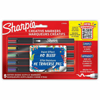 Sharpie - Marqueurs acryliques à base d’eau Creative - Pointe pinceau - Couleurs assorties - Paquet de 5-Superposez et mélangez les couleurs avec votre marqueur artistique comme de l'aquarelle