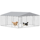 PawHut - Chenil pour chiens couvert 13,1 pi x 13,1 pi x 6,6 pi pour petits et moyens chiens-Une porte avec double verrouillage pour plus de sécurité  
