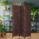 HOMCOM - Séparateur de pièce autoportant à 3 panneaux tressés à la main pour bureau à domicile - brun-Bois de peuplier massif avec motifs de ferme en forme de X pour une solidité et un aspect rustique 
