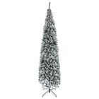 HOMCOM - Sapin de Noël artificiel forme crayon enneigé - mince-La conception floquée de neige ajoute une atmosphère hivernale 