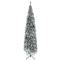 HOMCOM - Sapin de Noël artificiel forme crayon enneigé - mince-La conception floquée de neige ajoute une atmosphère hivernale 