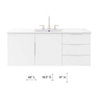 Modway - Vitality 48" Armoire de lavabo de salle de bain compatible double ou simple (non inclus) - Blanc-Portes à fermeture douce