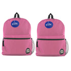 BAZIC Products - Sac à dos basique, 16 po, fuschia, paquet de 2-Un grand compartiment principal et un petit compartiment avant avec fermeture à glissière