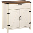 HOMCOM - Buffet 29,9 po L pour cuisine de style ferme - blanc-Design de style ferme avec porte de grange qui rend votre maison plus attrayante 