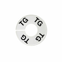 Eddie's -  Rond Les séparateurs de tailles - TG - blanc avec impression noire - Paquet de 100-Plastique blanc avec du texte en noir