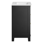 Modway - Dixie 24" Solide Vanette de salle de bain - Noir Blanc-Tiroirs à extension complète