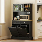 HOMCOM - Armoire de cuisine avec station de recharge - noir-Les panneaux de particules, le MDF peint et les kits anti-basculement offrent stabilité et sécurité 