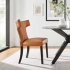 Modway - Curve Cuir végane Chaise à manger - Tan-Rembourrage en mousse dense