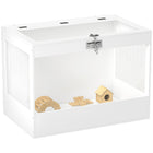 PawHut - Cage pour Hamster 31,5 po L avec Dessus Ouvrable et Cabane - Blanc-L'intérieur spacieux permet aux animaux de compagnie d'explorer et de creuser librement