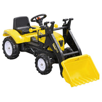 HOMCOM - Tracteur-bulldozer à conduite pour enfants, jouets de camion de construction - jaune-Fabriqué en plastique et avec un cadre en métal pouvant supporter jusqu'à 77 lb 