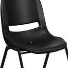 Chaise coquille noire pour enfants ergonomique et empilable de la série HERCULES avec hauteur de siège de 12 po.-Garantie à vie limitée sur le cadre