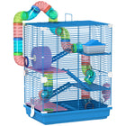 PawHut - Cage pour hamster à 5 niveaux, transporteur d’animaux portable - bleu foncé-Conception à 5 niveaux offrant suffisamment d'espace pour que votre animal puisse faire de l'exercice, se détendre et explorer 