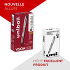 uniball - Stylos à bille roulante Vision Elite - 0,5 mm - noir - paquet de 12-L’encre sécuritaire pour les voyages en avion empêche les fuites, même lors de variations de la pression en cabine