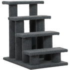 PawHut - Escaliers pour animaux à 4 marches, poteau à griffer recouvert de tapis - gris foncé-Marchepied pour chat avec 4 marches et 8 poteaux pour que les animaux puissent griffer, grimper et jouer 