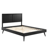 Modway - Alana Bois Lit à plateforme queen avec pieds écartés, Noir-Cadre de lit plateforme Queen