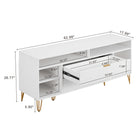 Manhattan Comfort - Meuble TV moderne DUMBO 62,99 po - Blanc-Comprend 2 tiroirs à extension totale et 6 étagères