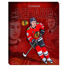 Connor Bedard 16x20 sur toile Collage Blackhawks-V - Toile encadree - 16" x 20"-Impression sur toile de qualité supérieure avec bordures enveloppées