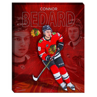Connor Bedard 16x20 sur toile Collage Blackhawks-V - Toile encadree - 16" x 20"-Impression sur toile de qualité supérieure avec bordures enveloppées