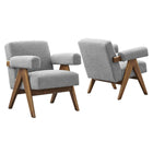 Modway - Lyra Tissu Boucle Fauteuil - Gris clair - Ensemble de 2-Conception ergonomique pour le confort