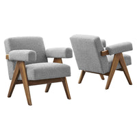 Modway - Lyra Tissu Boucle Fauteuil - Gris clair - Ensemble de 2-Conception ergonomique pour le confort