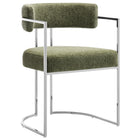 Modway - Huron Dos courbé Tissu et métal Chaise d’accent pour salle à manger - Feuille d’argent-Chaise à manger moderne en tonneau