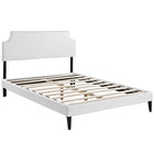 Modway - Corene Vinyle Lit à plateforme Queen avec pieds carrés effilés, Blanc-Rembourrage en vinyle de qualité