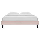 Modway - Reign Performance Velvet Cadre complet de plate-forme, Rose-Système de soutien en lattes de bois