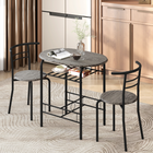 HOMCOM - ensemble de salle à manger 3 pièces 31,5 po avec étagère de rangement - gris foncé-Plateau effet bois et cadre en métal ajoutent une touche moderne et industrielle à votre pièce