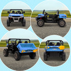 Aosom - voiture électrique 2 places 12v 7ah pour enfants utv - bleu-Système de suspension offrant une conduite en douceur 