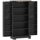 HOMCOM - Armoire de rangement avec étagères réglables - noir-Design de porte de grange avec des accents en métal noir et un dessus à effet bois dégage un charme de ferme 