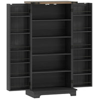 HOMCOM - Armoire de rangement avec étagères réglables - noir-Design de porte de grange avec des accents en métal noir et un dessus à effet bois dégage un charme de ferme 