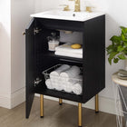 Modway - Chaucer 18" Vanette de salle de bain - Noir Blanc-Porte en rotin