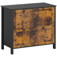HOMCOM - Armoire à dossiers latérale pour bureau à domicile - brun rustique-Barre suspendue réglable pour contenir des dossiers format lettre, A4 et légal 