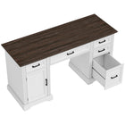HOMCOM - Bureau exécutif fermier à tiroirs à fermeture douce - 57,9 po L x 21,7 po l x 30 po H - blanc-Plateau spacieux de 57,9 po x 21,7 po (147 x 55 cm) offrant suffisamment d’espace pour les moniteurs et les fournitures