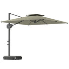 Outsunny - Parasol de patio carré déporté 8 pi L x 9 pi l avec base remplissable, gris clair-Comprend la base en croix et la base remplissable, pèse jusqu'à 88 lb (40 kg) lorsqu'elle est remplie d'eau