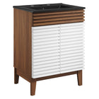 Modway - Render 24" Vanette de salle de bain - Noyer blanc Noir-Style moderne du milieu du siècle