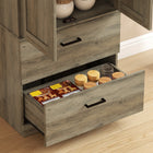 HOMCOM - Armoire de cuisine haute 67 po avec étagères réglables - brun café-Couleur : Gris brun 