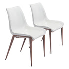 Zuo - Magnus Chaise de salle à manger - Blanc/Noyer - Ensemble de 2-Assemblage requis
