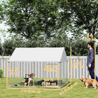 PawHut - Chenil d’extérieur pour chien avec toit - 7 pi L x 5,9 pi l x 5,1 pi H-Offre une aire de jeu et de détente de 41 pi² (3,8 m²) 