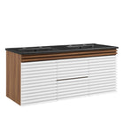 Modway - Render Fixation murale de 48" Vanette de salle de bain - Noyer blanc Noir-Vanité moderne du milieu du siècle