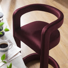 Modway - Winslow Performance Velvet Tabouret de comptoir - Mûrier-Repose-pieds en acier inoxydable