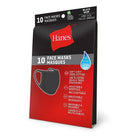 Masque pour adulte réutilisable 100 % coton à 3 épaisseurs Hanes - Noir - Paquet de 10-Zone couverte sur le visage : 17,8 cm x 12,7 cm (7 po x 5 po)