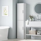 HOMCOM - Armoire de salle de bain mince et haute avec étagères - blanc-Son design mince et haut s’adapte parfaitement aux espaces étroits, maximisant le rangement vertical 