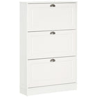 HOMCOM - Armoire à chaussures étroite avec 3 tiroirs basculants pour entrée - blanc-Trois tiroirs basculants peuvent contenir jusqu'à 20 paires de chaussures 