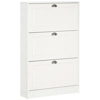HOMCOM - Armoire à chaussures étroite avec 3 tiroirs basculants pour entrée - blanc-Trois tiroirs basculants peuvent contenir jusqu'à 20 paires de chaussures 